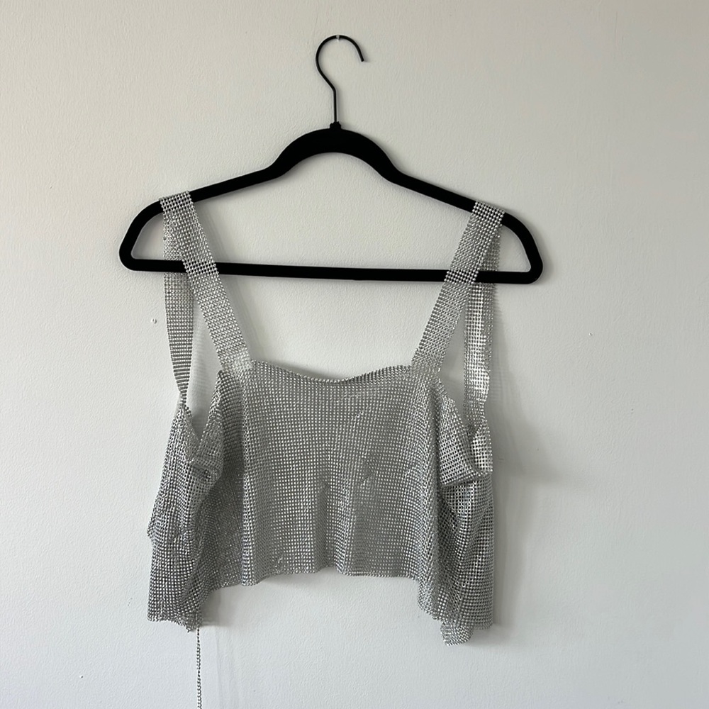 Sparkle open-back tank top